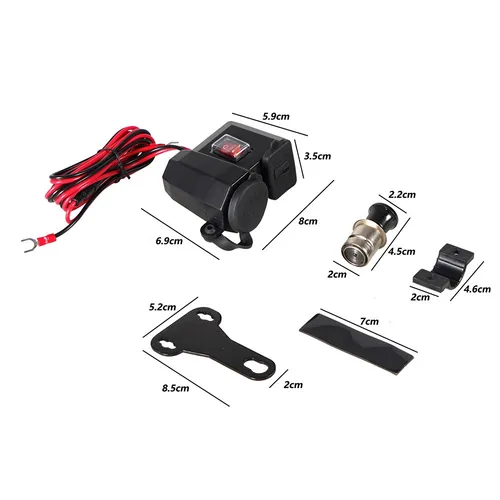 Imagen 2 del producto Impermeable 12V puerto de salida de pantalla de alimentación LED Split X2D2 Dual USB motocicleta encendedor de cigarrillos adaptador de voltaje Scooter