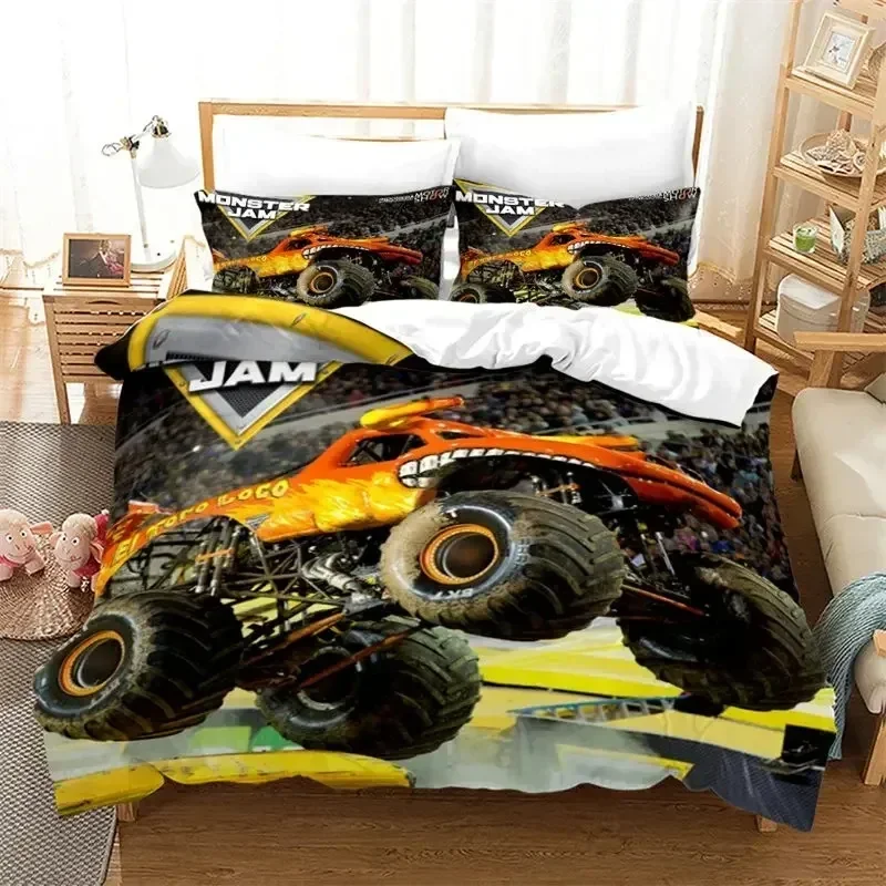 

Boys Cars Duvet Cover Cartoon Monster Truck Cool Vehicle Bedding Set Off Road Vehicle Locomotive Comforter Cover Queen King Size