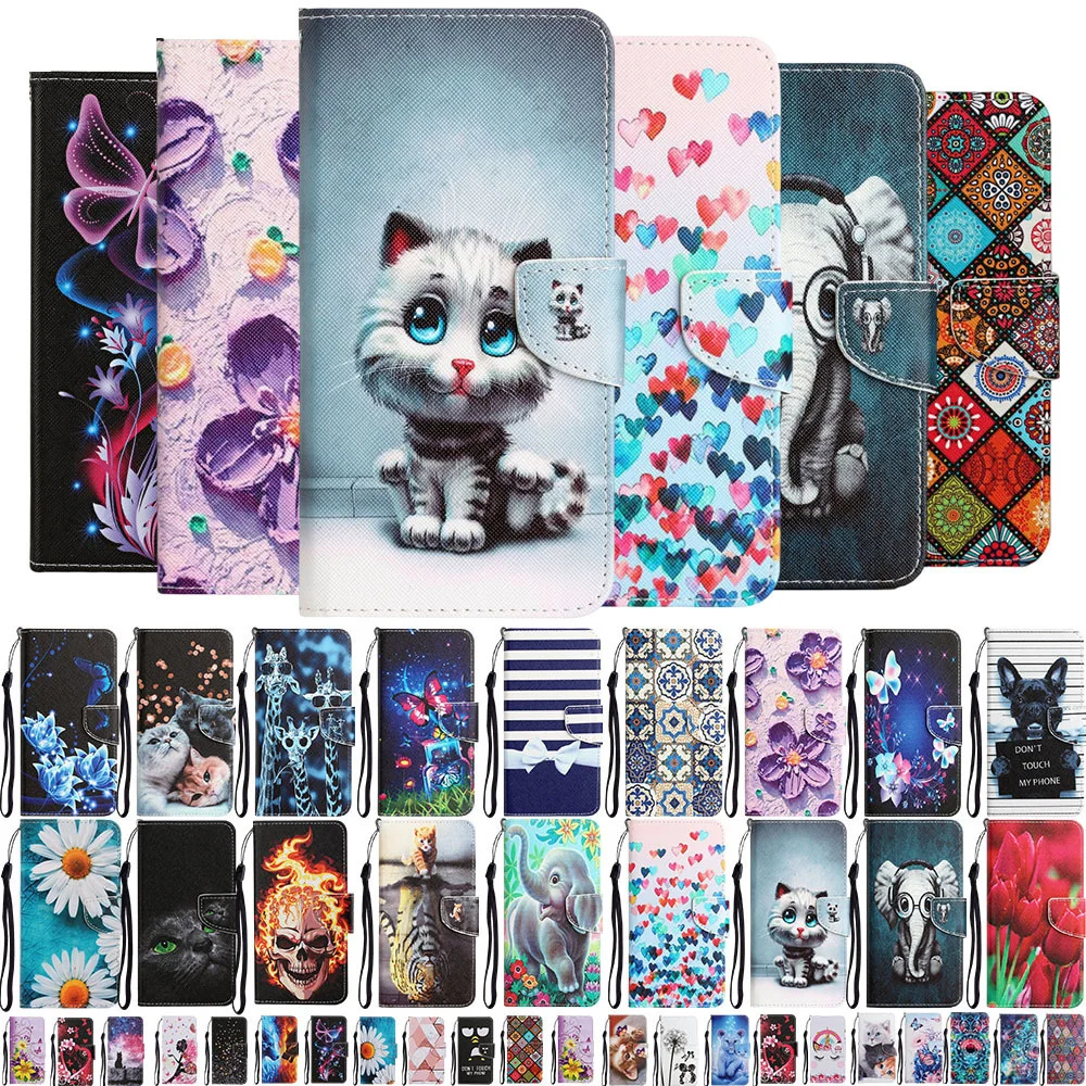 Leather Case For Xiaomi Redmi Note 12 POCO X5 Pro 12C 5G Flip Wallet Card Slot Holder Fashion Cartoon Painted Phone Book Cover