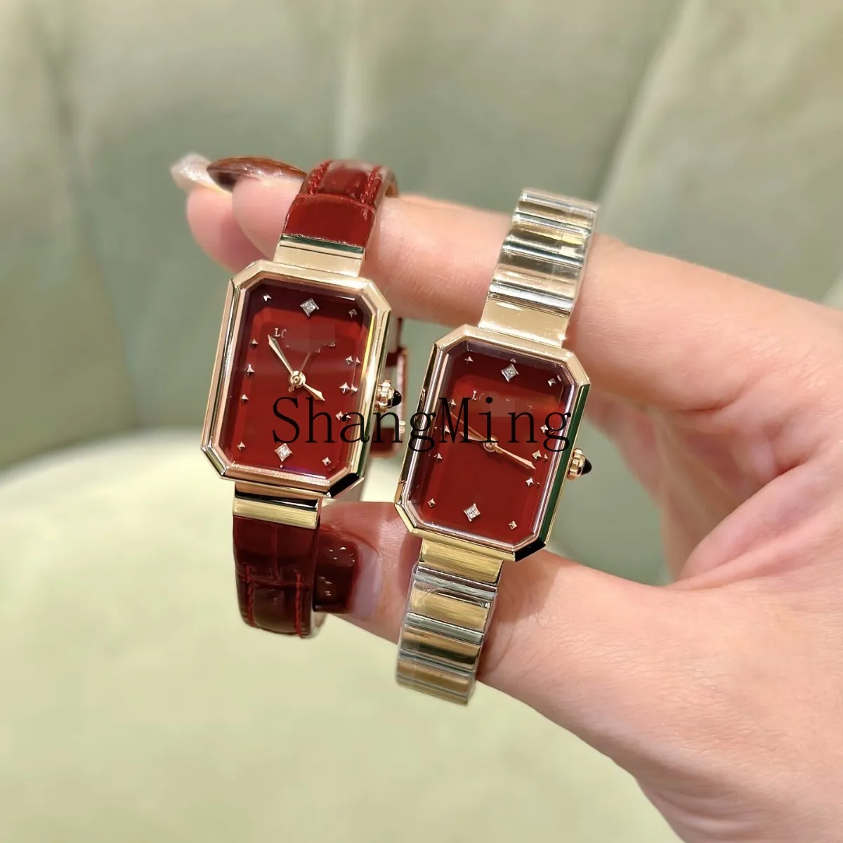FG new sugar cube small red watch steel belt retro simple fashion square women's watch