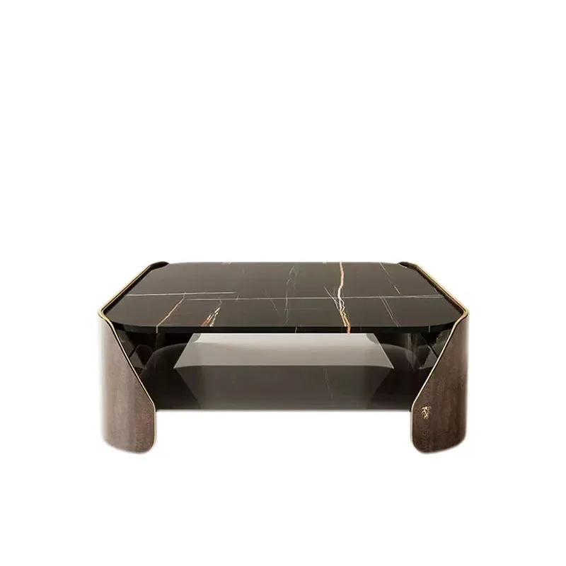

Italian coffee table light luxury high-end marble living room home modern high-end designer creative solid wood tea table