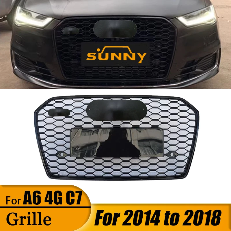 

For 2014-2018 Audi A6 4G C7 Conversion RS6 Center Mesh Gloss Black Honeycomb Models Modified Rear C7PA Front Bars