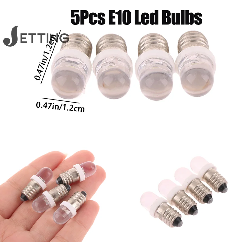 5Pcs E10 Led Bulb E10 DC 3V 6V 12V 24V Instrument Bulb E10 Indicator Bulb Old Fashioned Flashlight Torch DIY Work Mini Light