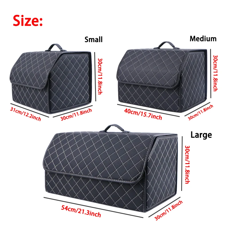 Car Trunk Organizer Box Black Large Capacity Auto Multifunction Storage Bag PU Leather Folding For Emergency Storage Box