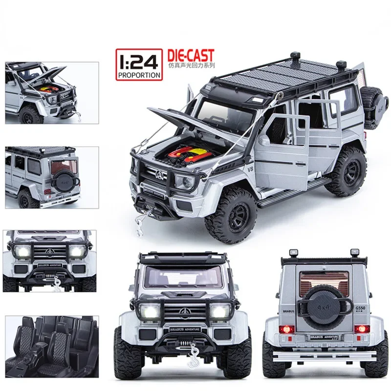 1:24 G550 Adventure Version Alloy Simulation Car Model Sound And Light Pull Back Toy Off Road Vehicle Boys Collection Decoration