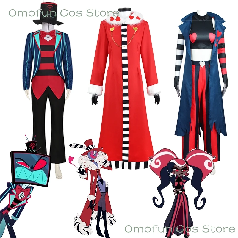 Hazbin Velvette Valentin Hotel Vox Cosplay Outfit 3V Vees VVV Costume Halloween Party Demon Carnaval Anime Cosplay Clothes