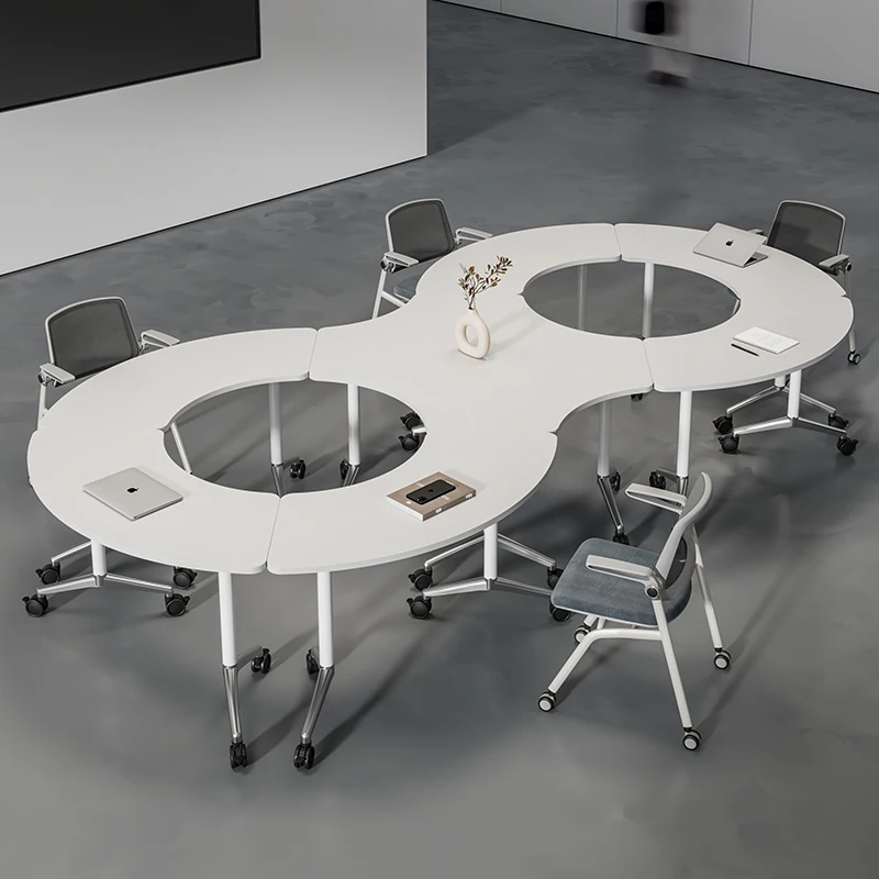 

Creative special-shaped multi-functional folding conference table training table and chair combination splicing table mobile