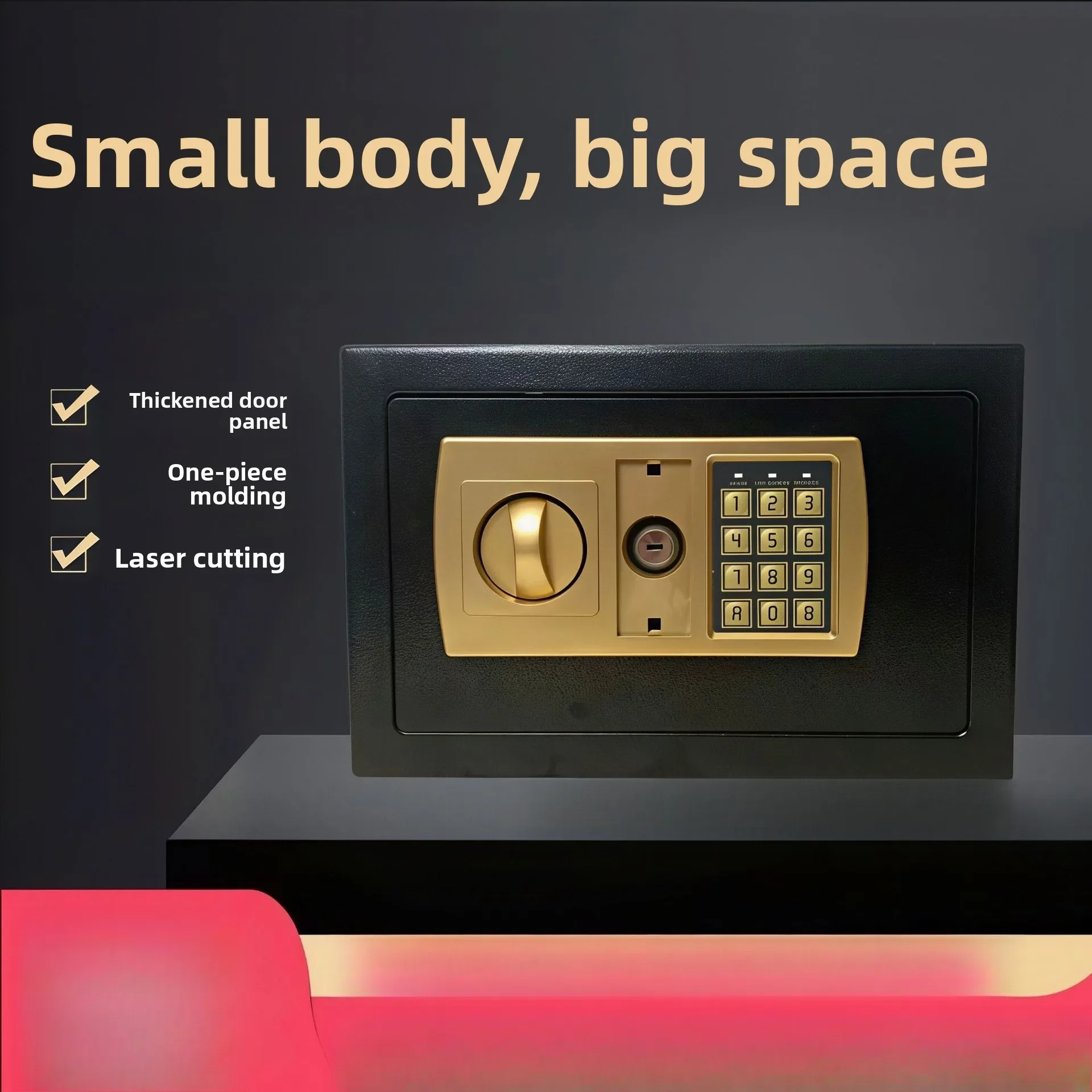 Small Mini Wall-Mounted File Cabinet Password Safe Deposit Box for Household Coin Storage Secure Safe Box with Coin Placement