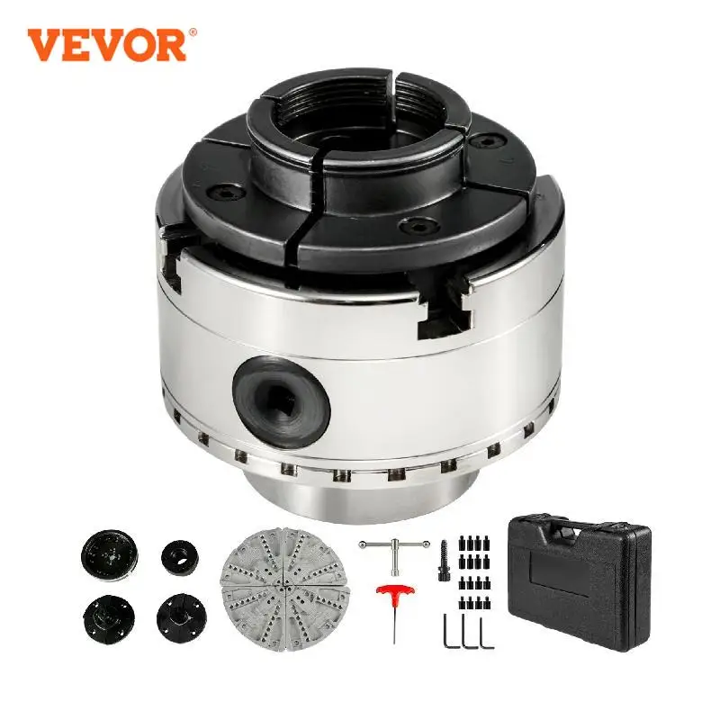 

VEVOR 3.75 Inch 4 Jaws Lathe Chuck Set W/ Bevel Gear Screw Wrench Full Steel Body Durable Self-Centering for Woodworking Milling