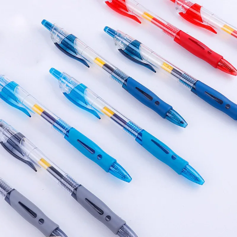 Retrátil Grande Capacidade Gel Canetas Set, 0,5mm, preto, vermelho, azul, recarga substituível, Material de papelaria escolar