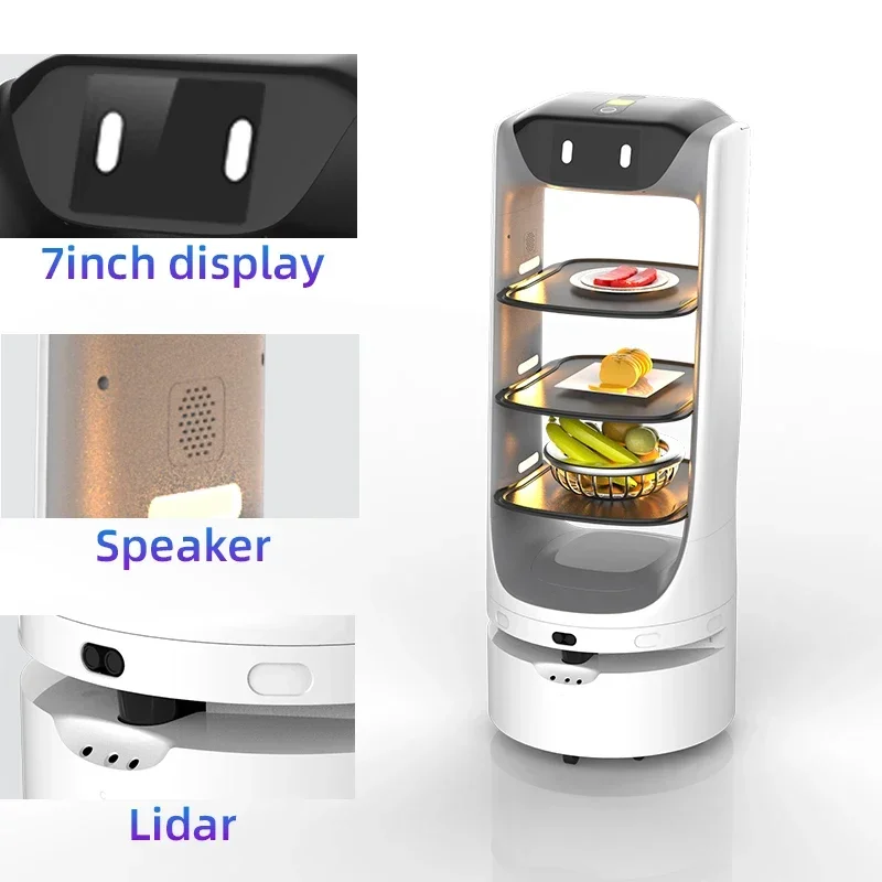Nuovi robot per la consegna di oggetti Hotel ospedaliero Robot per cameriere senza contatto Robot per la consegna di cibo a guida autonoma
