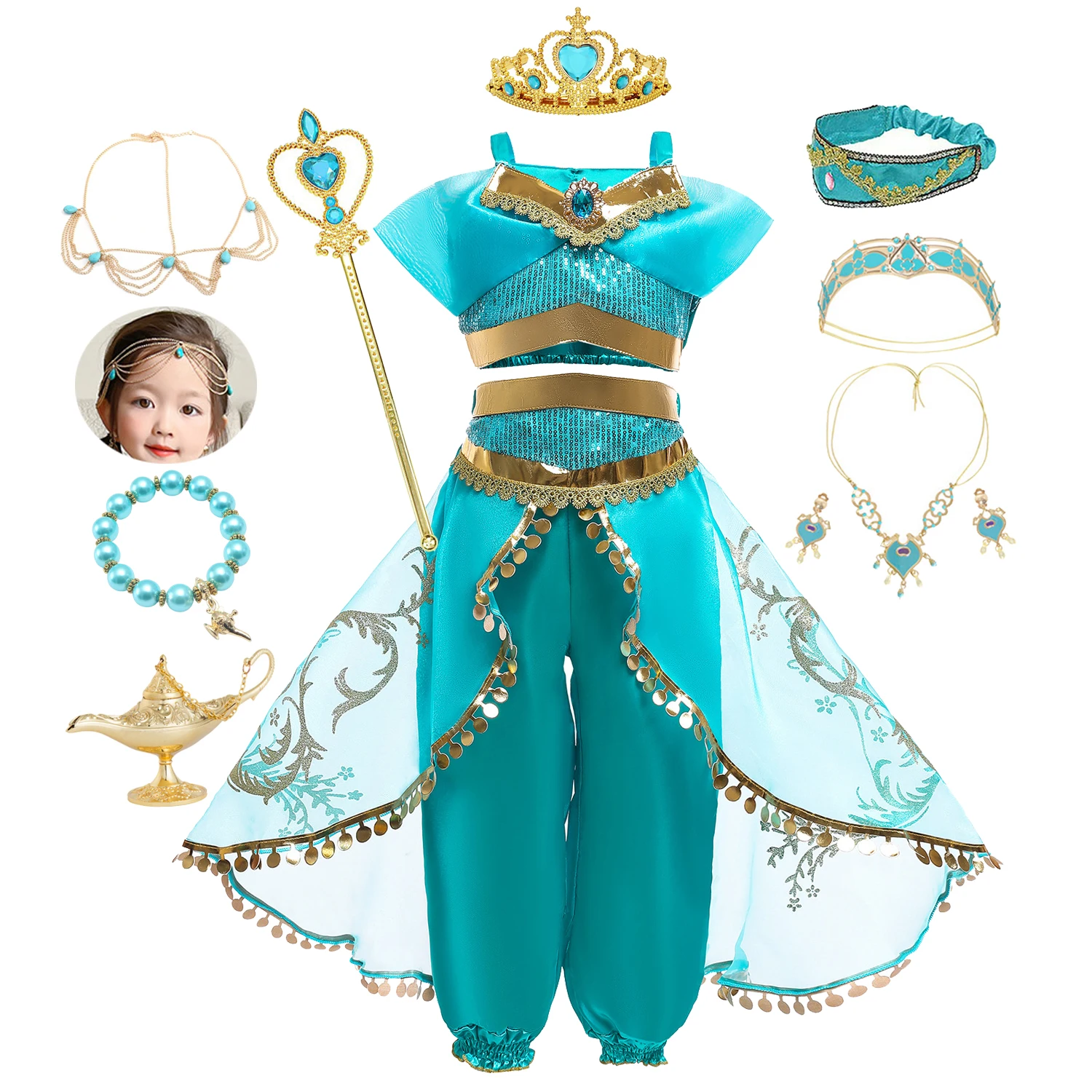 Kids Girls Dress Latin Princess Dress Cosplay Costume Magic 