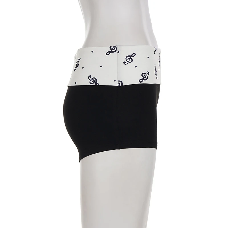 American Casual Basic Printed Color Blocked Low Waist Shorts Y2K Spicy Girl Personality Street Fashion Wear Tight Pants