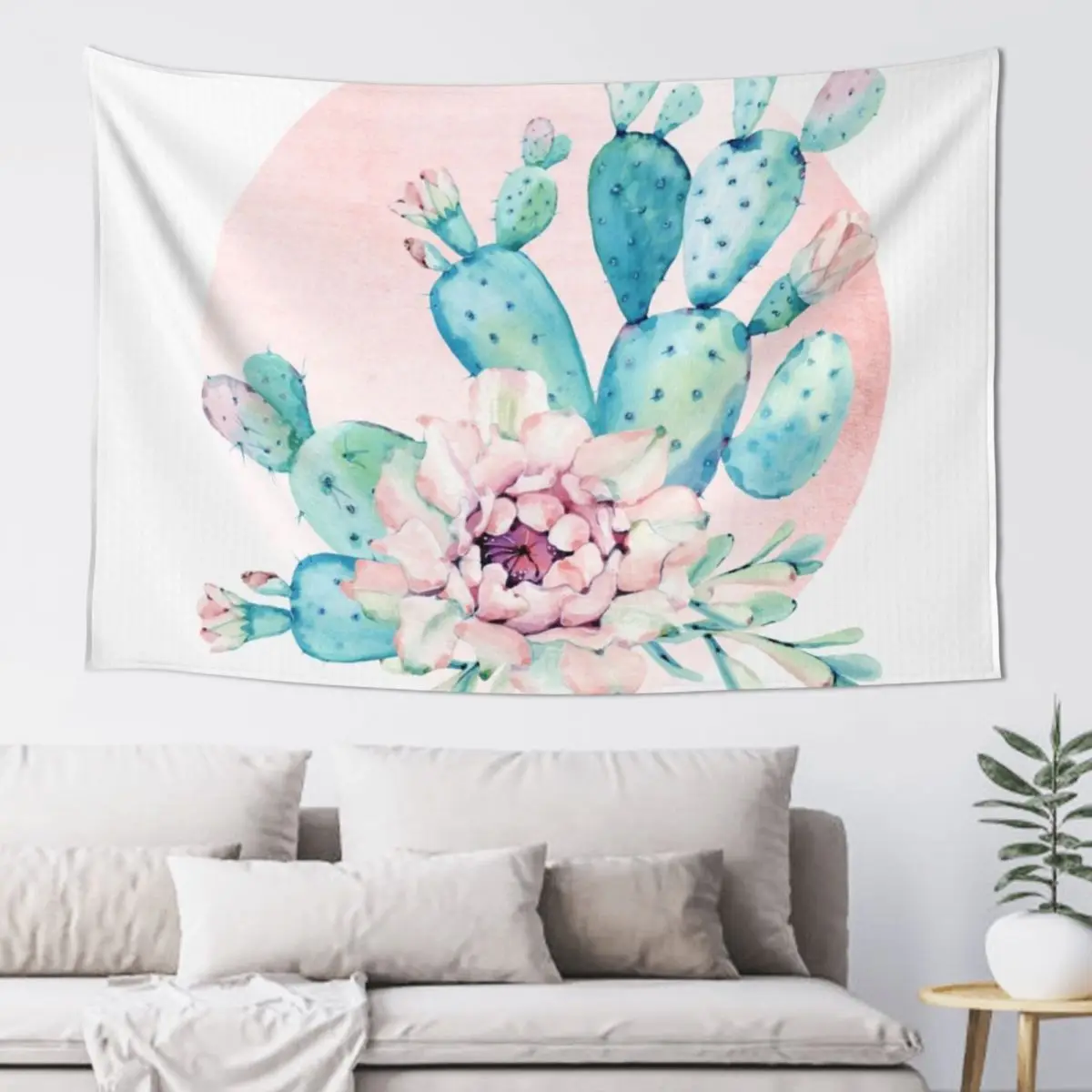 

Pretty Cactus Mint Green Pink and Rosegold Desert Cacti Wall Art Tapestry Wall Tapestries Wall Hangings Decoration Tapestry