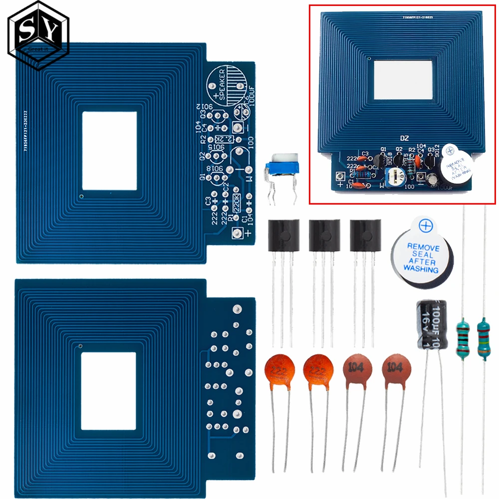 Metal Detector Scanner Unassembled Kit DC 3V-5V Suite Metal Sensor Board Module Electronic DIY Kits PCB Board Buzzer Capacitor