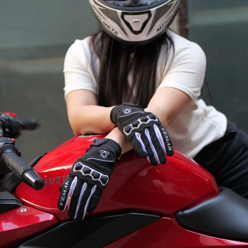 

VEMAR Unisex Summer Breathable Cycling Motorcycle Gloves Men Lady Road Enduro Mountain Bike Full Finger Anti-slip Moto Gloves