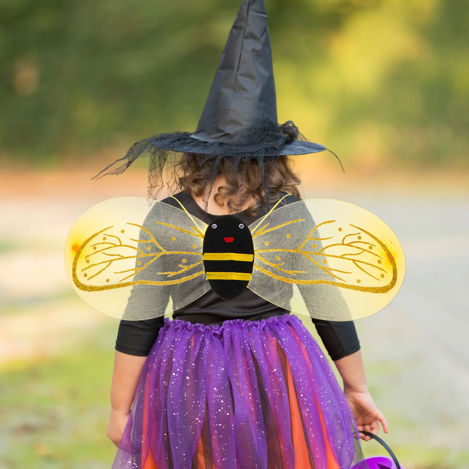 

Bee Wings Costume for Toddler Girls Lightweight Comfortable Kids Plastic Halloween Stage Show Decor