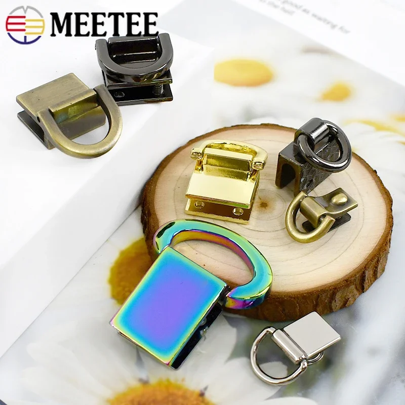 4/10/20Pcs Meetee Metal D Ring Side Clip Buckles Bag Strap Connector Hanger Clasp Luggage Chain Screw Hook Handbag Parts Clasps