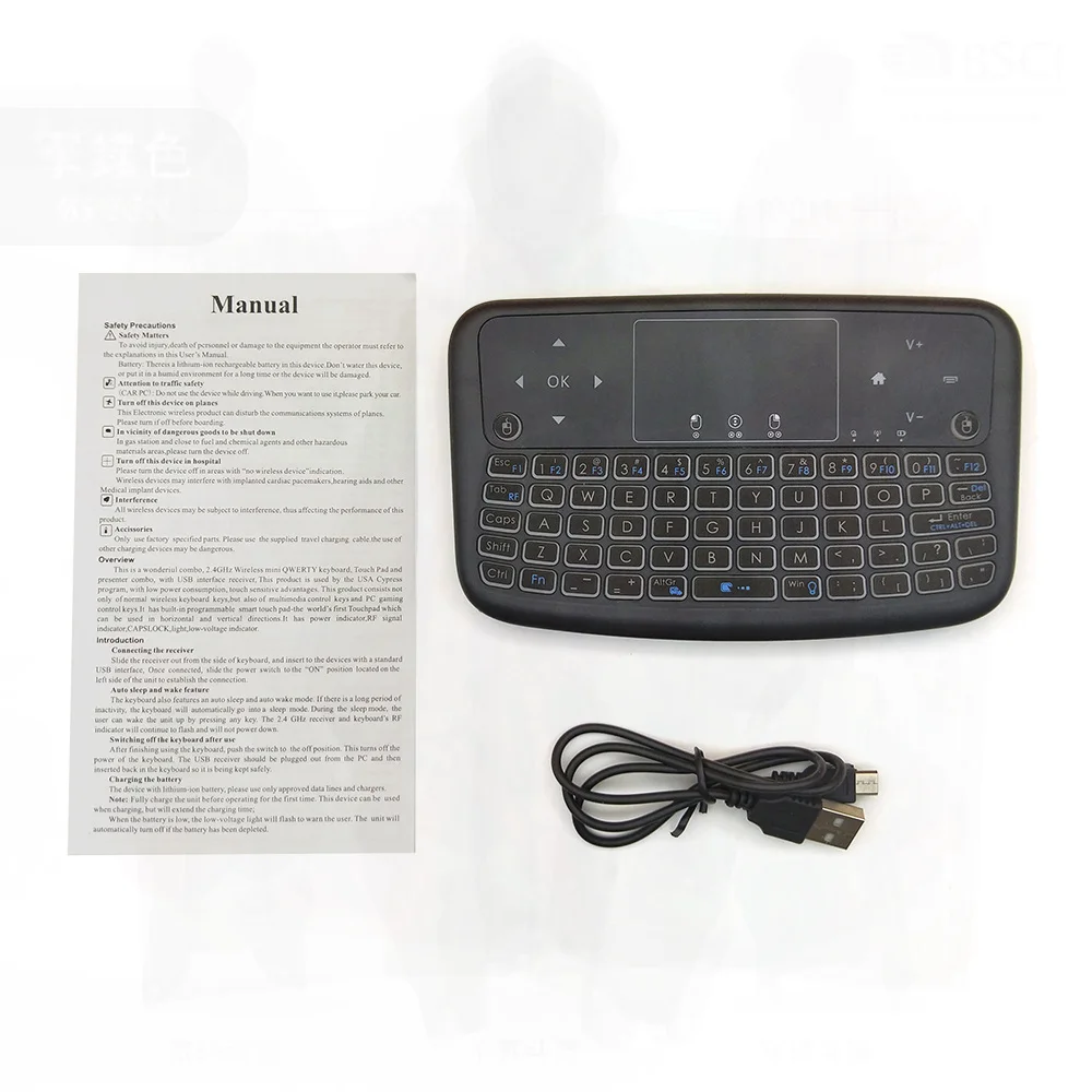 

Мини-клавиатура A36 с беспроводным Bluetooth, двухрежимная, 2,4 г, воздушная летающая мышь, 3-цветная подсветка, USB-интерфейс для компьютера