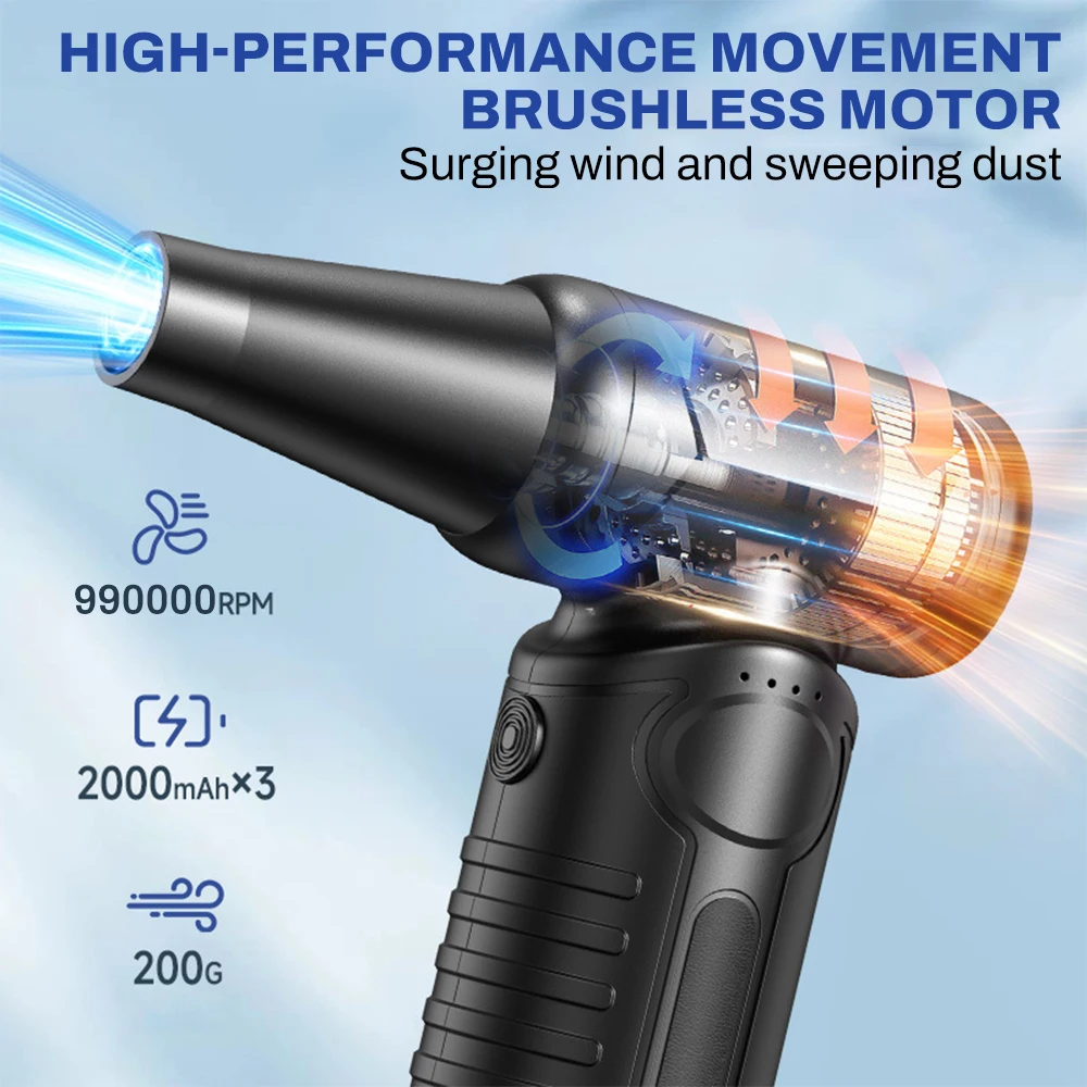 

Turbo Fan Rechargeable Blower 990000RPM Brushless Air Blower Turbo Jet Fan Portable Dust Blower Electric Dryer Vacuum Cleaner
