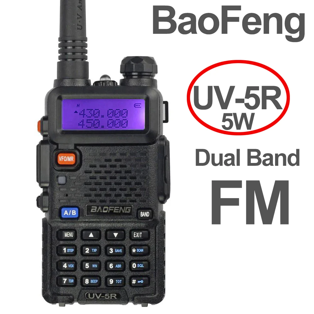 1PCS Factory Wholesale Original Baofeng UV-5R Walkie Talkie 10 km  Dual Band Two Way FM Radio  LED Display UV 5r 5W High-Power