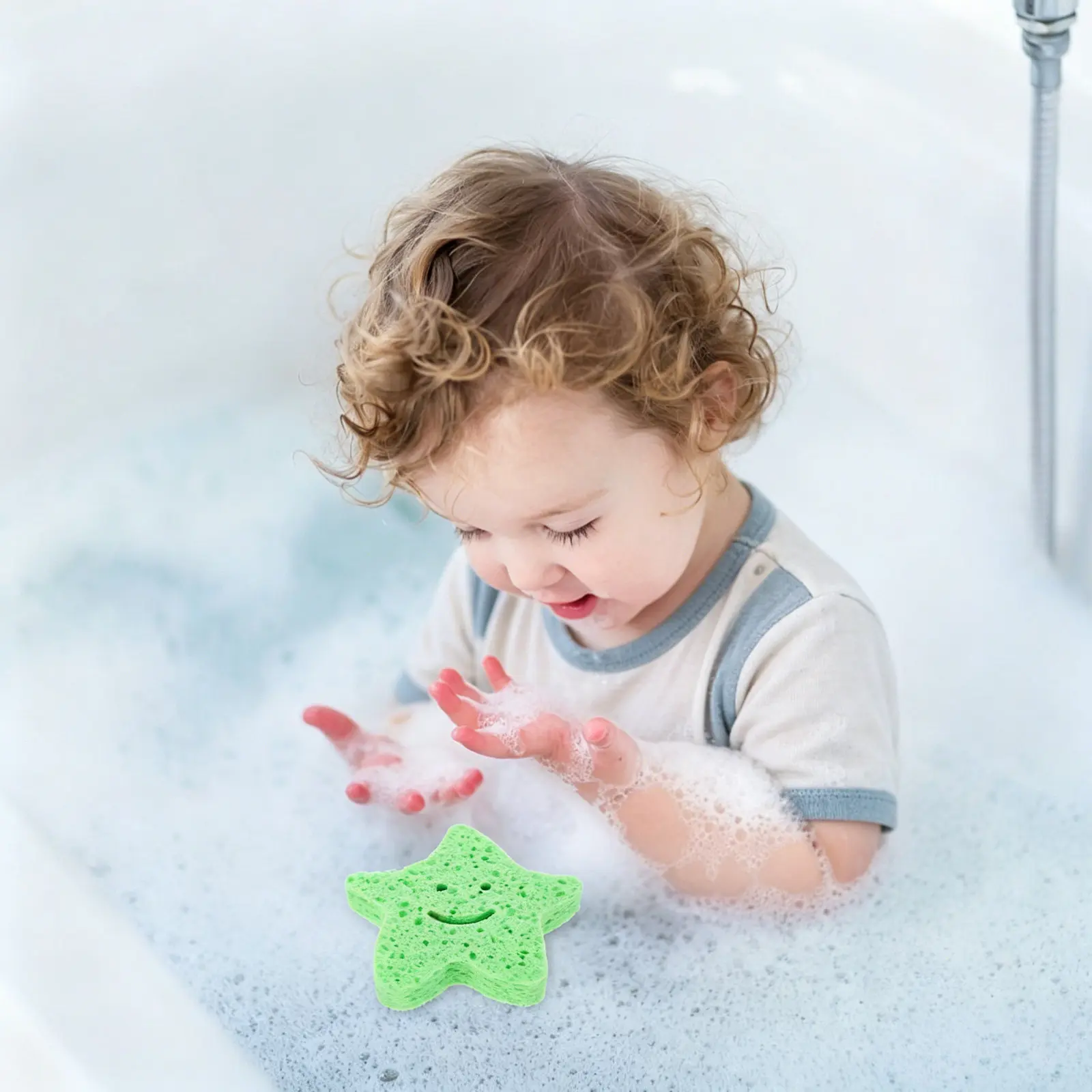 6Pcs Adorable Scrubber Sponges for Kids Toddlers Portable Comfortable Bath Sponge Strong Friction Skin Cleaning