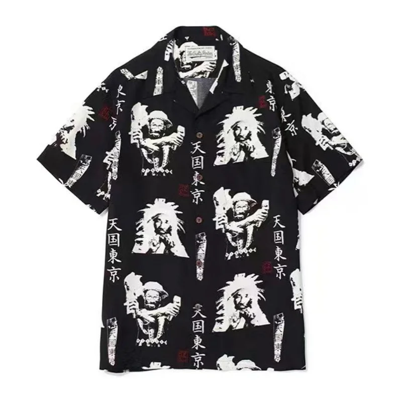 Best Quality Mens Womens Summer WACKO MARIA Japanese TENKO Tokyo Full Print Casual Hawaiian Short Sleeve Shirt