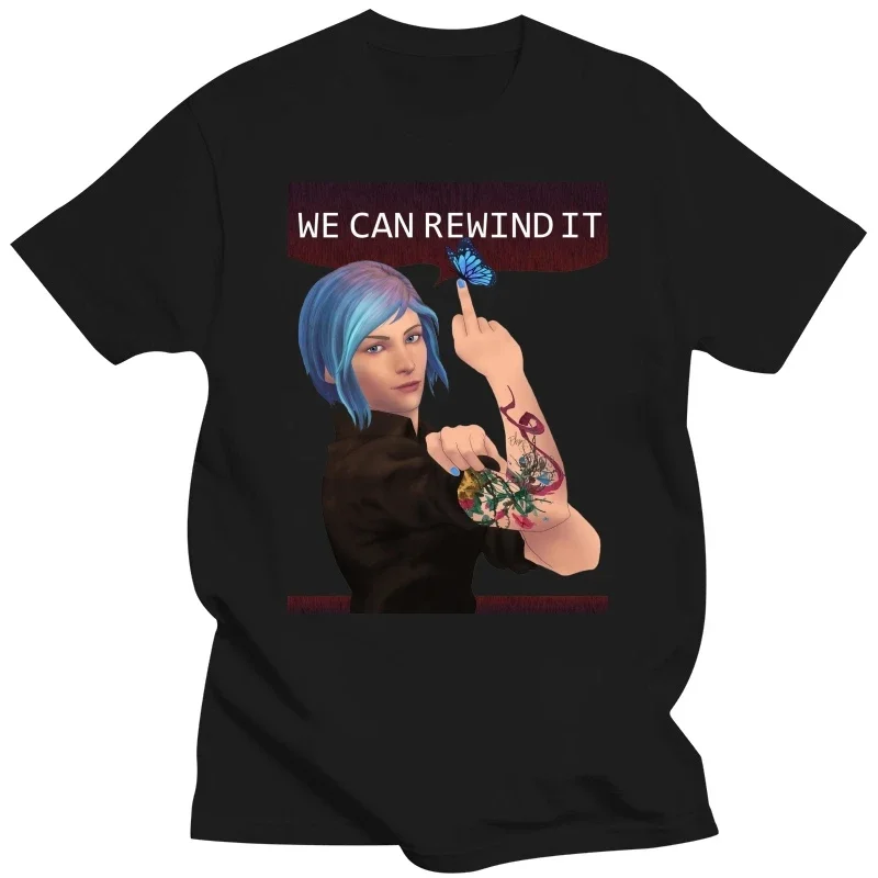 T-Shirt For Men WE CAN REWIND IT 100% Cotton Life Is Strange T Shirt Anime Men Tee Streetwear Harajuku