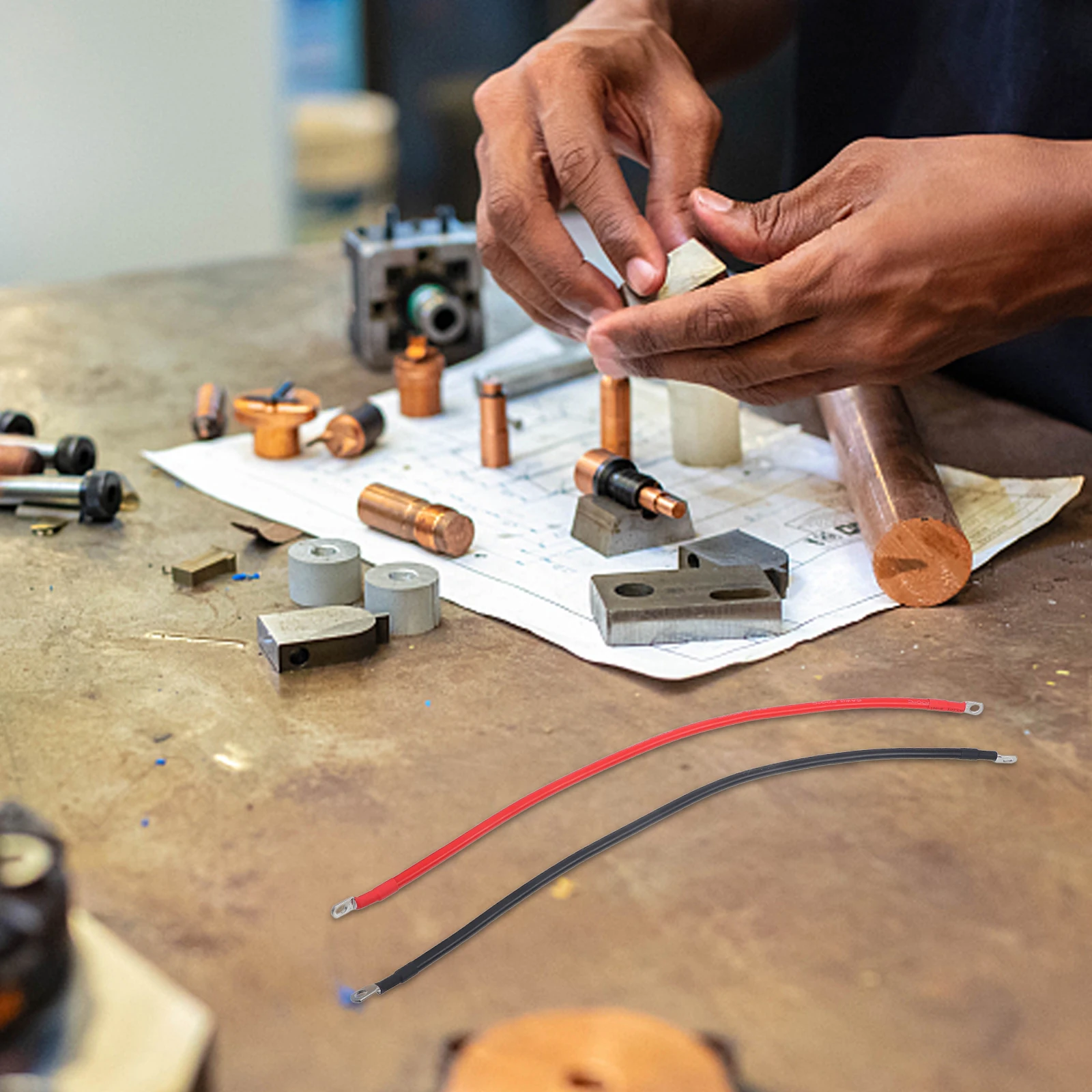 

2pcs Inverter Cables Heavy Duty Pure Copper Wire Marine Rv Car Solar Power Terminal Connector Jumper Harness For Truck