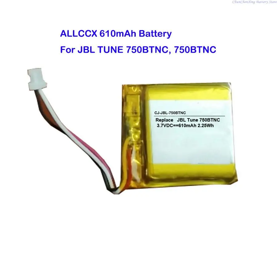 Bateria ALLCCX 3,7 V 610 mAh GSP753030 dla JBL TUNE 750BTNC, 750BTNC +Narzędzie