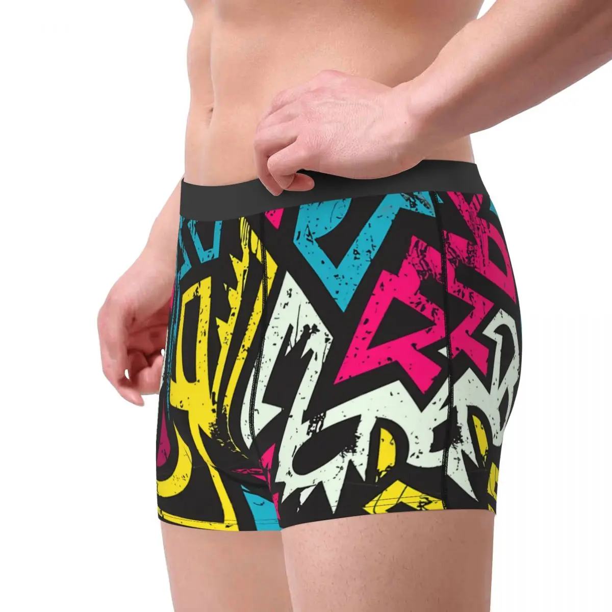 Urban Colorful Spray Paint Hip Hop Graffiti Street Art Underpants Cotton Panties Male Underwear Sexy Shorts Boxer Briefs