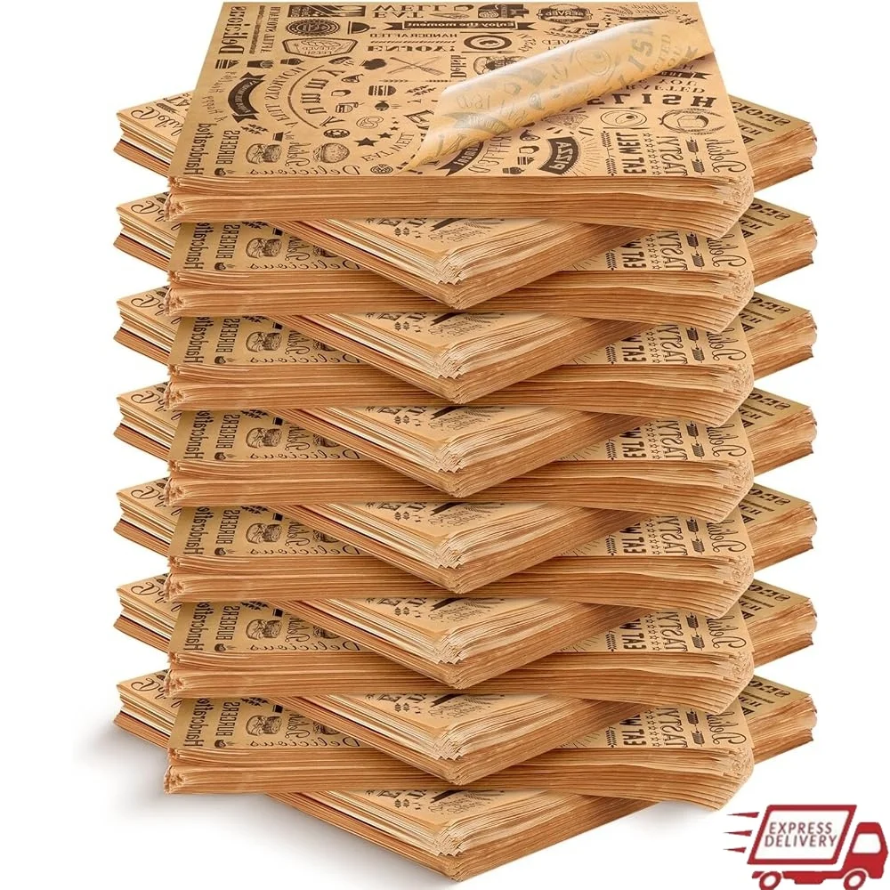 

1800 Pcs Deli Wax Paper Sheets Grease Resistant Food Wrapping Paper Sandwich Liners Waterproof Vintage Design Perfect Picnic