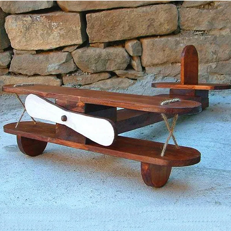 Children's Toys Baby Photography Props Creative Retro Wooden Plane Hand-built Intellectual Toy Airplane Photoshoot Accessories