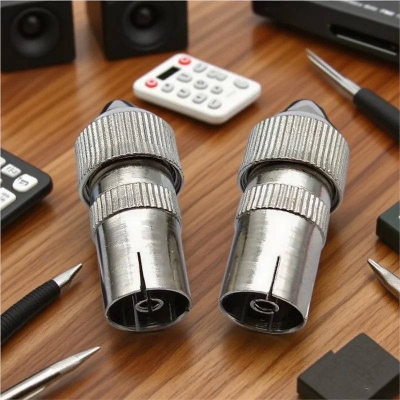 Nickel Plated Metal Antenna Tv Male Or Female Plug Cable TV Video Rf Cable Plug, Bamboo 9.5 RF Connector E4