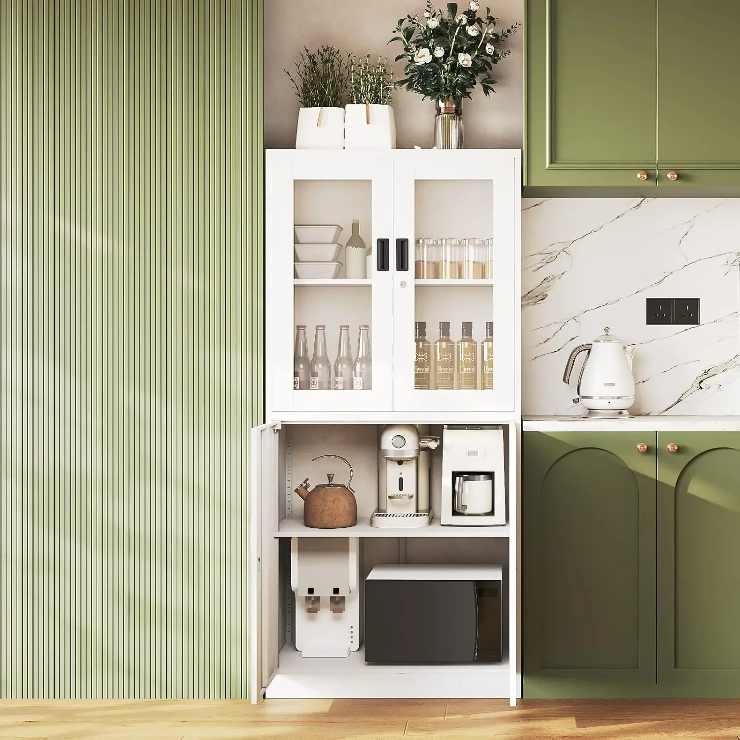 Metal Storage Cabinet with Glass Doors - 71