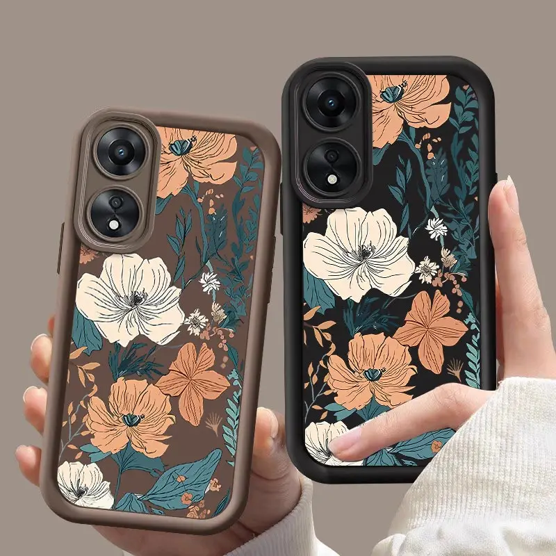 A78 RetroFlower Phone Case For OPPO A98 A96 A95 A94 A93 A92 A91 A83 A79 A77 A76 A74 A73 A72 A58 A57 A55 Shockproof Cover