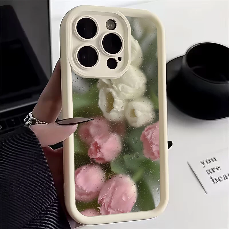 Etui na iPhone 17 16 15 Pro Max 14 13 12 11 17 Air Estetyczne Różane Kwiatowe Etui na iPhone 16E 7 8 Plus SE2 Odporne na Wstrząsy Miękkie Etui