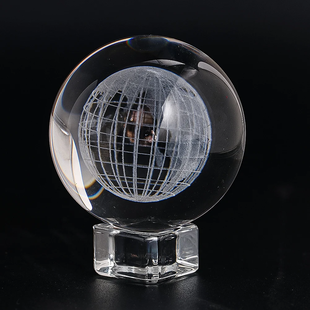 Transparent Earth Laser Engraved Crystal Ball Solar System Planets Earth Galaxy Glass Ball Astronomy Gifts Home Decoration