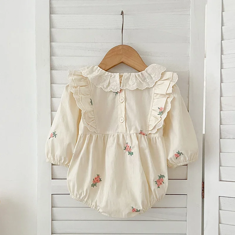 0-2Y Baby Girl Clothes Spring Soft Cotton Newborn Baby Girl Long Sleeves Romper Embroidery Flower Fashion Girls Infant Clothing