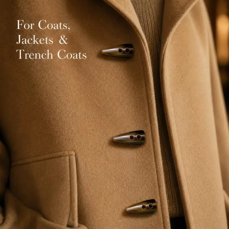 2~10 Stück Große Harz-Knebelknöpfe im Horn-Stil mit 2 Löchern für Mantel, Jacke, Blazer, Tasche, DIY-Näharbeiten – Detail 6