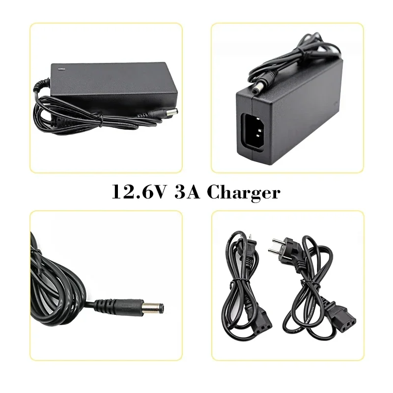 New 12.6V 3A/5A/10A Lithium Battery Smart Charger AC110-220V to DC For 3S 11.1V 12V Power Supply Sprayer Li-ion battery pack EU