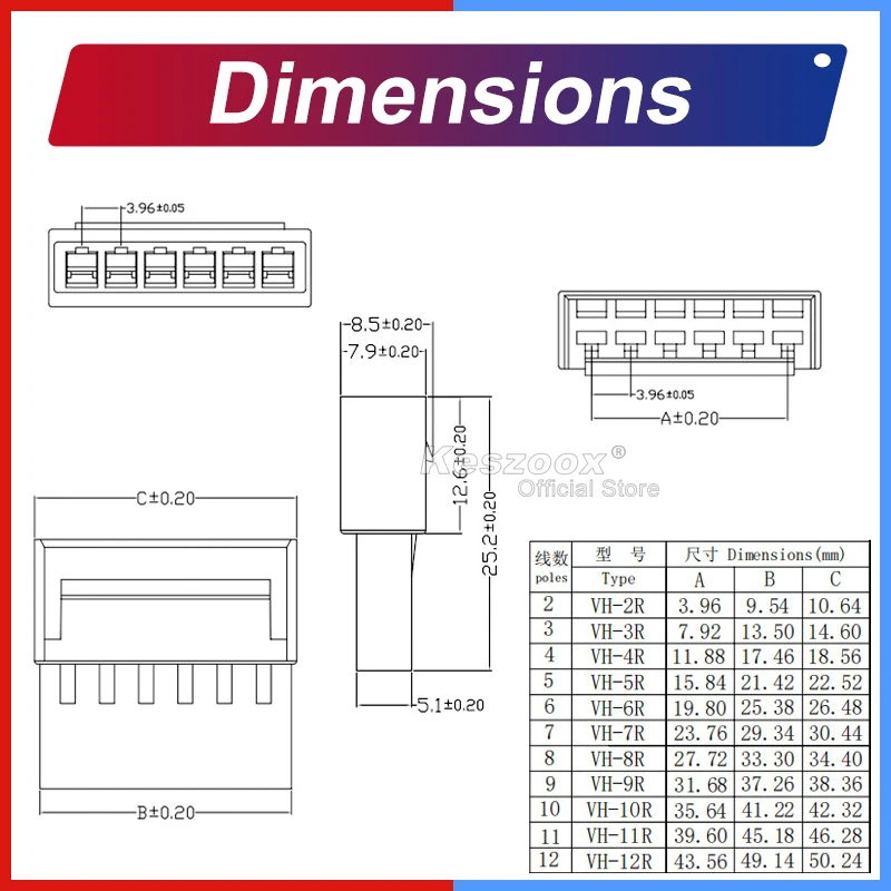 Yoeruyo JST VH 3.96 مللي متر 18AWG قبل تجعيد تمديد سلك 2-9Pin ذكر أنثى التوصيل موصل مقبس كابل تسخير 20/25/30/40/50/100 #4