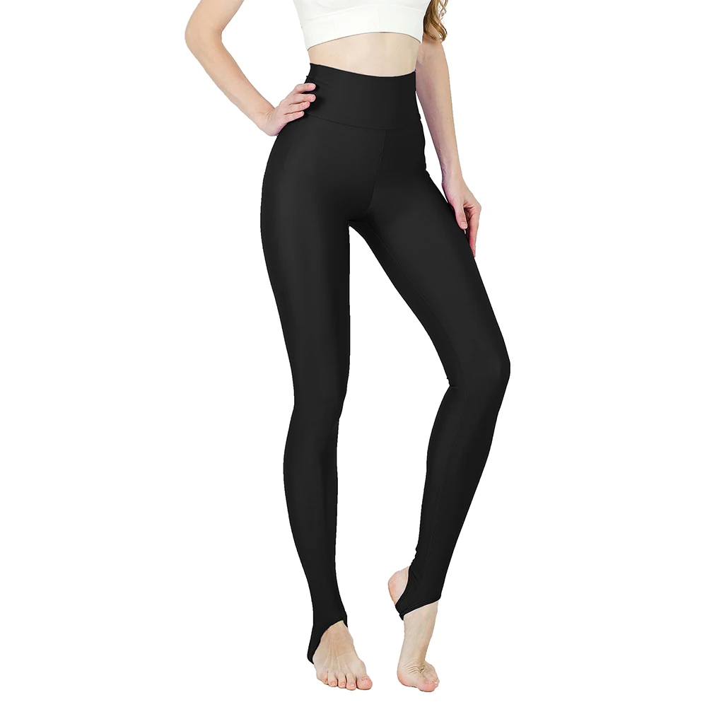 AOYLISEY Women Black High Waisted Leisure Leggings With Stirrup Skinny Plus Size Spandex Elastic Fitness Spring Workout  Pants