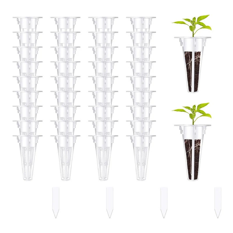 100PCS Grow Baskets, Hydroponic Seed Starter Pods Baskets Replacement Compatible Hydroponic with 100 Pcs Plant Labels