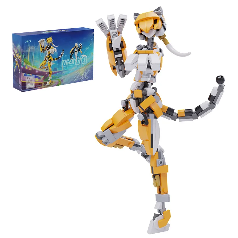 

New Mecha series building blocks tiger woman shape girl children's building toy ornaments gifts for family and friends Fans