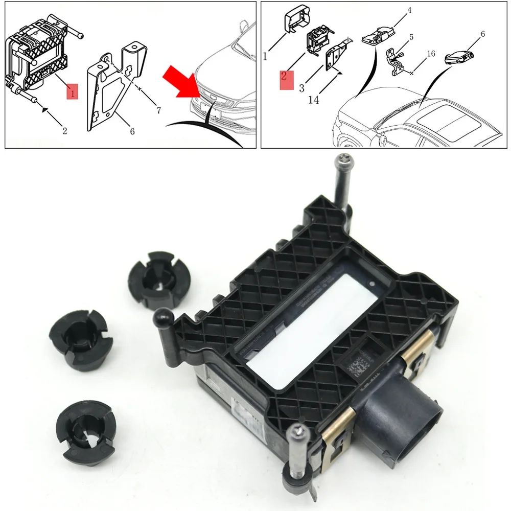 For Changan CS95 2019-2025 ACC Adaptive Cruise Microwave Distance Probe Radar Sensor Control Module With Fixing Bracket Clips