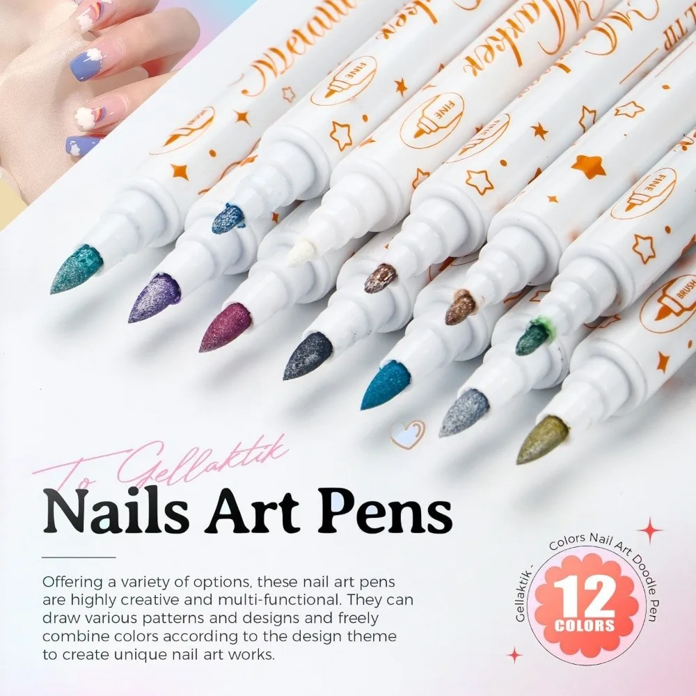 

12Pcs/Set New Colorful Nail Art Graffiti Pen Waterproof 3D Drawing Pen DIY Abstract Lines Painting Liner Manicure Tool