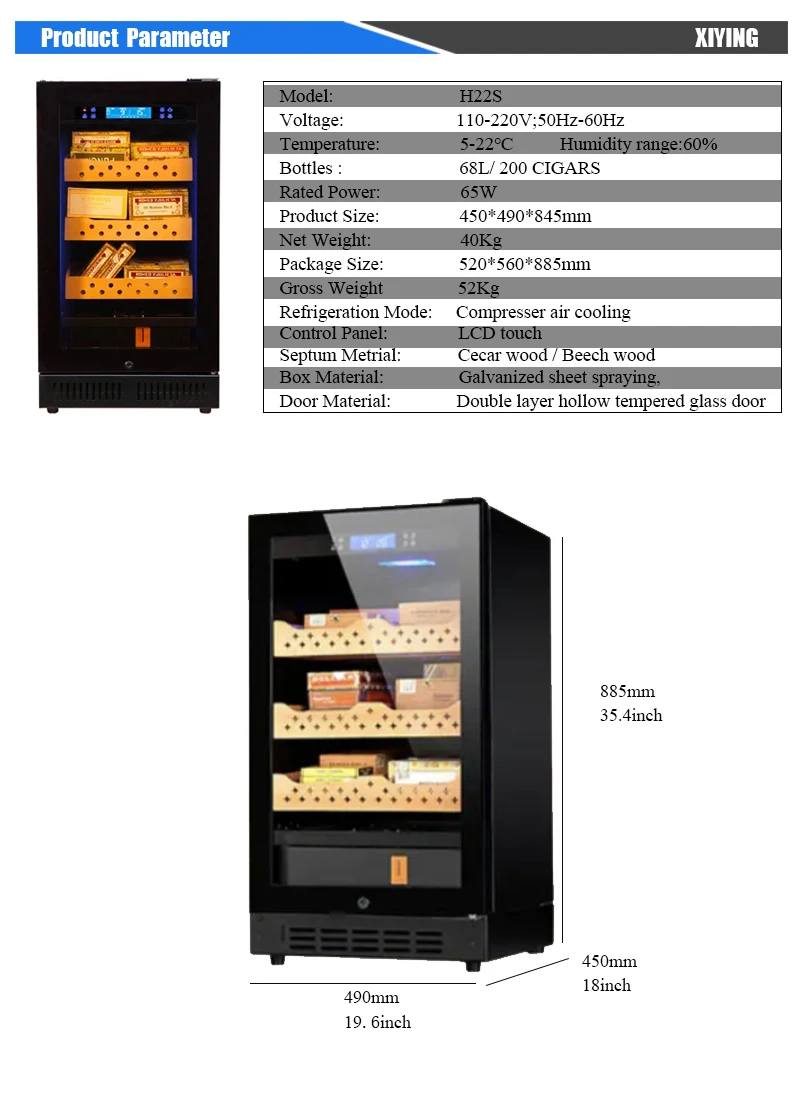 Single Zone Cigar Humidifier Smart Electric Automation with Mini Installation Stainless Steel Household Cigar Humidors