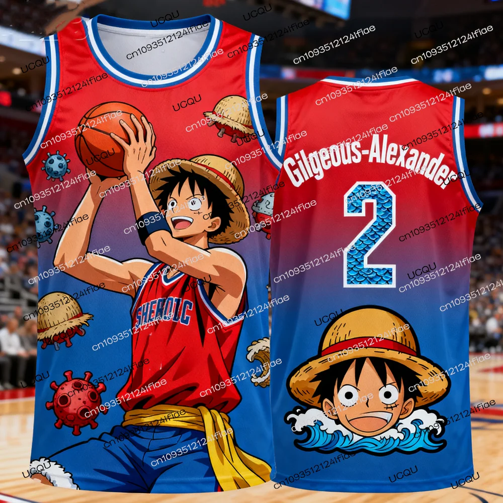 

2025 One Piece Luffy Special Edition Баскетбольная майка Gilgeous-Alexander Man Баскетбольная майка Жилет Детский специальный комплект трикотажа