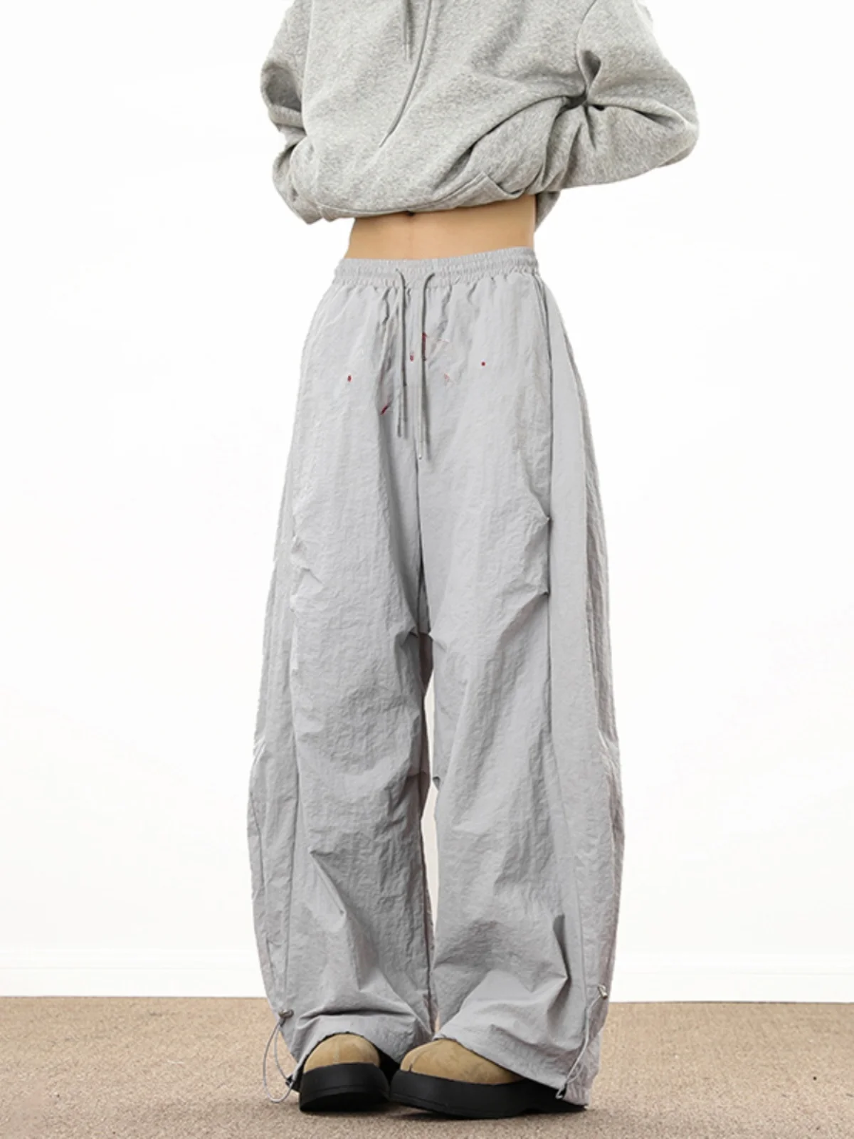 

Американские ретро-брюки из хлопка с надписями, зимние мужские дизайнерские плиссированные лыжные брюки, свободные широкие повседневные прямые брюки